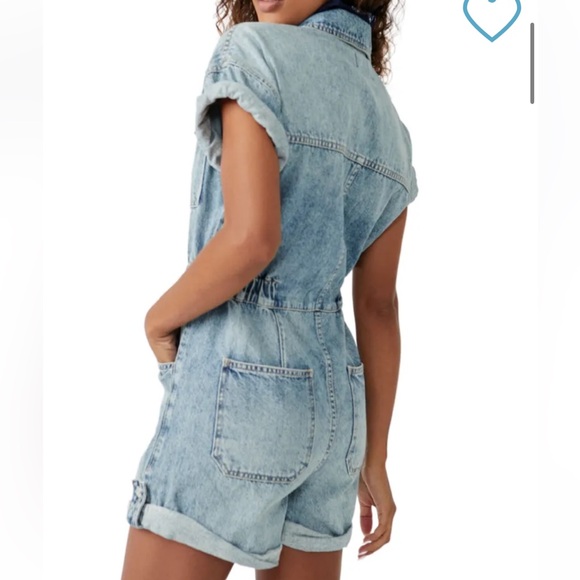 NWT Free People Women's Marci Cuffed Denim Shortalls Size XS - Picture 4 of 8